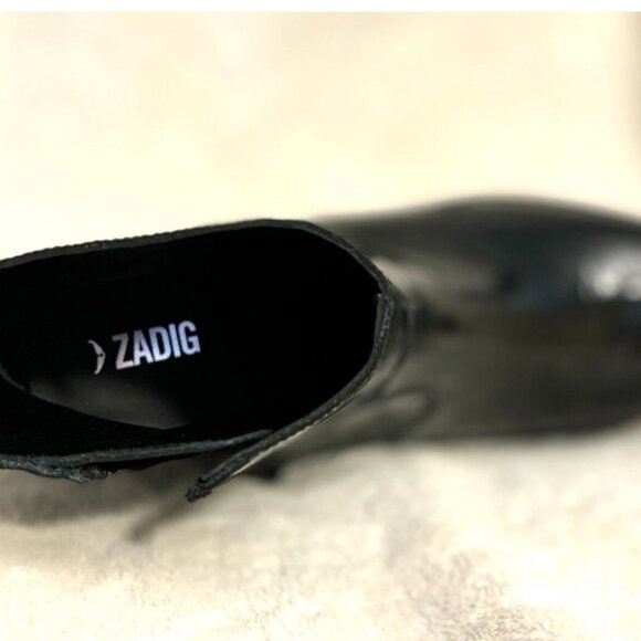 Zadig & Voltaire Woman's Black Ankle Boots Leather US 7.5 EU 38 New-No Tags - Picture 10 of 16